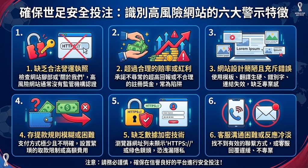 確保世足安全投注：識別高風險網站的六大警示特徵